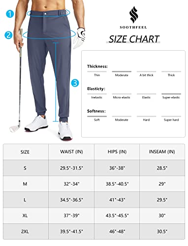 Soothfeel Men's Golf Joggers Pants with 5 Pockets Slim Fit Stretch Sweatpants Running Travel Dress Work Pants for Men, 01-Black, Large