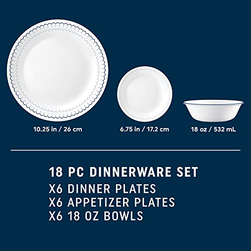 Corelle Vitrelle Dinnerware Set, Caspin Lace (18-Piece Set)