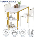 Elephance Dining Table/Kitchen Table with Storage, Multifunctioal Workstation Desk for Dining Room, Living Room, Bistro.(White and Gold)