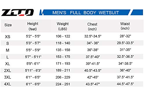 ZCCO 3mm Neoprene Wetsuits, Front Zip Full Body Men and Women Diving Suit, one Piece for Snorkeling, Scuba Diving Swimming, Surfing