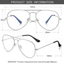 Classic Clear Aviator Glasses for Men Women, Metal Frame Blue Light Blocking Lens Eyeglasses, 04silver, lenswidth