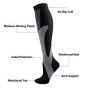 YUEDGE Compression Socks Men & Women,Circulation 15-20 mmHg,Best Support For Running Cycling Hiking Travel Nursing Medical, 3 Pairs Black