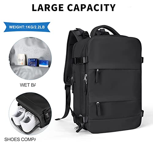 Epzia Large Travel Backpack Women, Carry On Backpack,Hiking Backpack Waterproof Outdoor Sports Rucksack Casual Daypack School Bag Fit 15.6 Inch Laptop with USB Charging Port Shoes Compartment