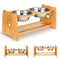 X-ZONE PET Raised Pet Bowls for Cats and Dogs, Adjustable Bamboo Elevated Dog Cat Food and Water Bowls Stand Feeder with 2 Stainless Steel Bowls and Anti Slip Feet (Height 4.7" to 7")