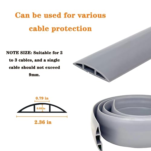 WUTUSENT 10T Floor Cord Cover, Floor Cable Protector, Extension Cord Cover, Protect Wires & Prevent Cable Trips, Cord Concealer, Cable Hider and Cable Raceway. (Grey)