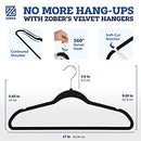 Zober Velvet Hangers 50 Pack - Black Hangers for Coats, Pants & Dress Clothes - Non Slip Clothes Hanger Set w/ 360 Degree Swivel, Holds up to 10 lbs - Strong Felt Hangers for Clothing