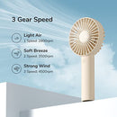 JISULIFE Handheld Fan, Portable Small Fan with 3 Speeds, USB Rechargeable Hand Fan, Personal Fan Battery Operate for Outdoor, Indoor, Commute, Office, Travel -Beige