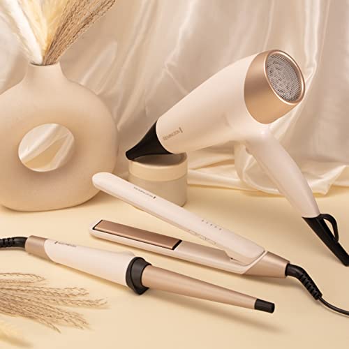 Remington Shea Soft Hair Dryer, D4740AU, Enriched with Shea Oil for Sleek, Smooth Hair, Ionic Technology, 3 Heat & 2 Speed Settings, White & Gold