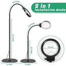 NZQXJXZ 2-in-1 Magnifying Glass with Light and Stand, 5X & 10X Magnifying Lamp with 36 Adjustable Brightness LEDs, Flexible Gooseneck Floor Standing Magnifying Lamp for Close Work, Craft, Reading