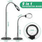 NZQXJXZ 2-in-1 Magnifying Glass with Light and Stand, 5X & 10X Magnifying Lamp with 36 Adjustable Brightness LEDs, Flexible Gooseneck Floor Standing Magnifying Lamp for Close Work, Craft, Reading