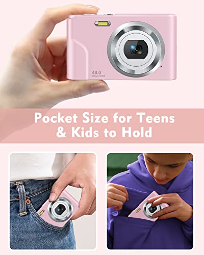 Zostuic Autofocus 48MP Digital Camera for Kids with 32Gb Card, 1080P Teen Kid Camera FHD Vlogging Camera Compact Mini Cameras for 4-10 Year Old Student, Boy, Girl