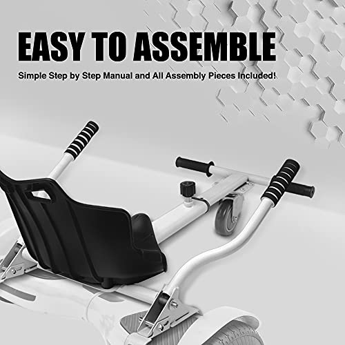 TPS Power Sports Universal Hoverboard Seat Attachment Hover Board Go Kart with Adjustable Frame Length Compatible with Most Hoverboard Self Balancing Scooters for Kids and Adults (White)