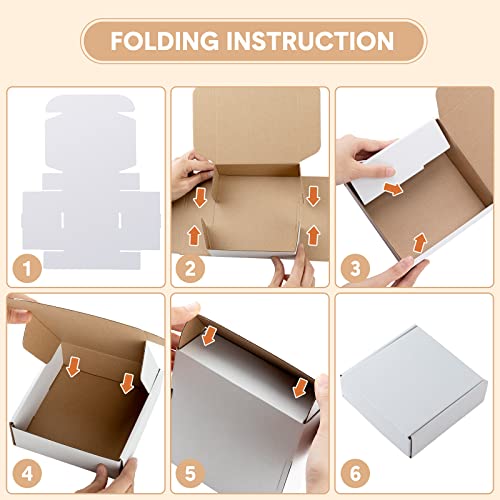 100 Pack Shipping Boxes 6 x 6 x 2 Inch Corrugated Cardboard Boxes Small Mailing Boxes Reusable Moving Box for Mailing Packing and Shipping (White)