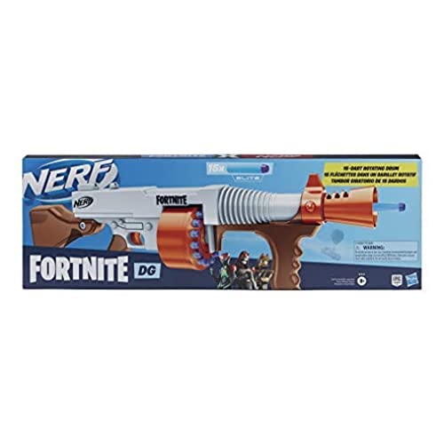 Nerf E7521EU4 DG Rotating Drum, Pump Action, 15 Official Darts, Inspired by Blaster Used in Fortnite Video Game