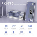 RK ROYAL KLUDGE M75 Gaming Keyboard Wireless 75% TKL Mechanical Keyboard RGB 2.4GHz Wireless/Bluetooth/USB-C QWERTZ with OLED Smart Display and Button Hot Swappable Brown Switch, Lavender Purple