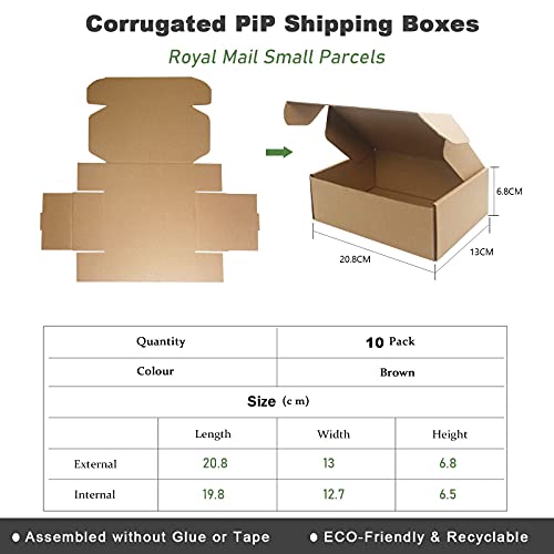 Corrugated Cardboard Shipping Boxes, 208x130x68mm Small Parcel Boxes, Packaging Mailing Boxes for Business, Posting, Small Packet Shipping, Storing or Gift(Pack of 10)