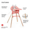 Stokke Clikk High Chair, Sunny Coral - All-in-One High Chair with Tray + Harness - Light, Durable & Travel Friendly - Ergonomic with Adjustable Features - Best for 6-36 Months or Up to 33 lbs