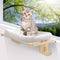 Cat Window Perch Cat Hammock Cat bed with Wood Frame for Large Cats, Easy to Adjust and Assemble Cat Bed for Windowsill, Bedside, Drawer and Cabinet, for Sunbathing, Napping & Overlooking.Comes with Warm Spacious Pet Bed(L-White Plush)