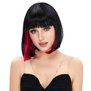 STfantasy Short Bob Hair Wigs Straight with Air Bangs Synthetic Cosplay Daily Party Wig for Women (Purple)… (Black&Hot Pink)