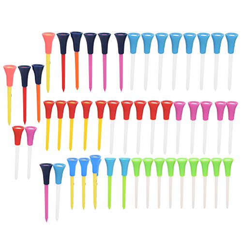 Soft Rubber Cushion Top Plastic Golf Tees 83mm 3.26inch Mixed Colors Pack of 50Pcs Golf tees