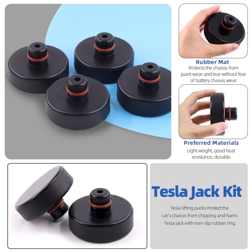 Glarks 38Pcs Lifting Jack Pad Kit, Rubber Jack Pad Adapter Car Tire Repair Tool with Repair Strips, Tire Repair Rubber Nail, and Screwdriver Compatible with Tesla Model 3/Y/S/X