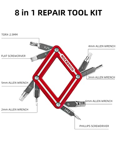 ROCKBROS Bike Repair Tool Kit, 8 in 1 Bicycle Multi-tool Bike Chain Tool Hex Key Wrench Multi Function Accessories Set for Road Mountain Bikes