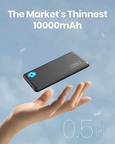 INIU Power Bank, Slimmest 10000mAh USB C Portable Charger, Triple 3A High-Speed Battery Pack, Flashlight External Battery Bank for iPhone 15 14 13 12 11 Pro Max Samsung S22 S21 Google Xiaomi iPad, etc