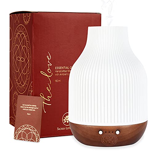 Earnest Living Essential Oil Diffuser White Ceramic Diffuser 100 ml Timers Night Lights and Auto Off Function Home Office Humidifier Aromatherapy
