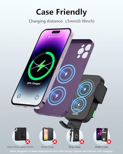 SooPii Dual Coils Wireless Car Charger,15W Fast Smart Alignment Wireless Charging Car Mount, Full Auto-Clamping Car Phone Holder Charger for lPhone 15/14 Pro,Samsung Galaxy Z Fold4/3/Flip4/3/S23