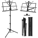 Music Stand, 1/2/4 Pack 2 in 1 Dual-Use Folding Sheet Music Stand, Lightweight Portable Adjustable Desktop Book Stand with Music Sheet Clip Holder & Carrying Bag(1 Pack Black)