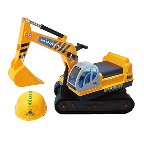 Kids Ride On Sand Excavator Truck Machinery Digger with Helmet Beach Backyard Children Play Car Toys