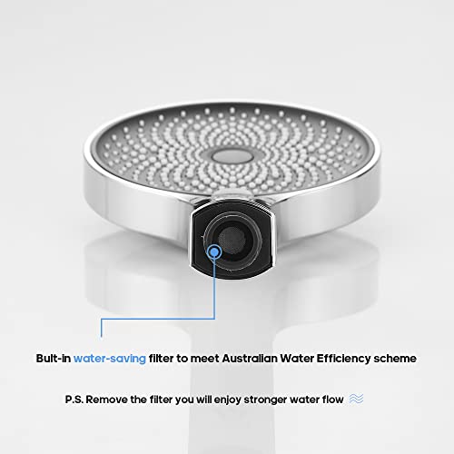 Decaura 3-Mode Handheld Shower Head with 150cm Shower Hose Brass Wall Elbow Bracket Soft Spray Luxury Massage (Chrome)