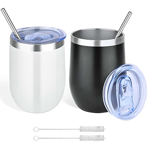 Insulated Stainless Steel Wine Tumbler, THILY Stemless Wine Glass with Lid  and Straw, Cute Travel Cup Keep Cold for Coffee, Cocktails, Sea Turtle 