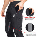ZENWILL Mens Tapered Gym Joggers, Fitness Pants Casual Workout Track Pants with Zip Pockets（Medium,Black