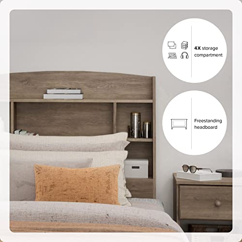 Prepac Astrid Bookcase Headboard, Drifted Gray, Twin