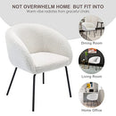 Zesthouse Modern Sherpa Chair Upholstered Barrel Chair with Metal Legs, Cute Makeup Vanity Chair Desk Chair No Wheels, Accent Armchair Comfy Leisure Sofa Chair for Living Dining Room Bedroom,White