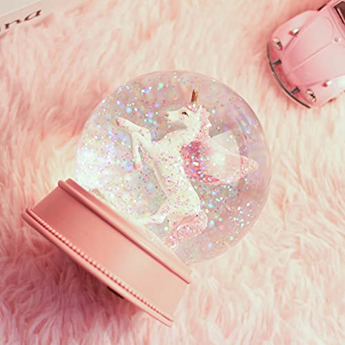 Unicorn Snow Globe for Girls, 100MM Pink Glitter Glass Snow Globes for Kids Women Adults Home Decor Birthday Gift