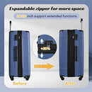 Merax Luggage Set 3 Piece Expandable Lightweight Spinner Suitcase with Corner Guards, Blue., 3-Piece Set (20/24/28), Merax Luggage Set 3 Piece Expandable Lightweight Spinner Suitcase With Corner Guards (Blue.)