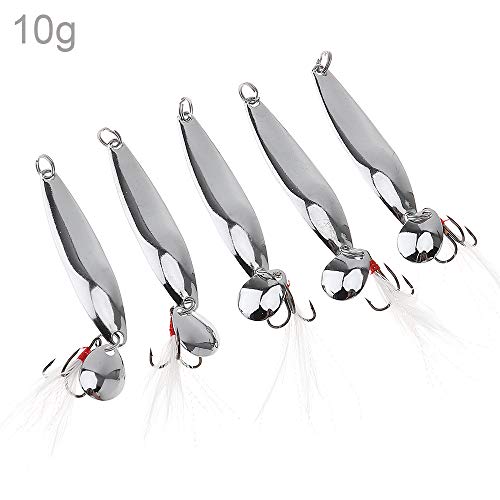 OriGlam 5pcs Spoons Lures Hard Fishing Lures, Fishing Lures Spoon Bait, Metal Lure Kit Hard Bait, Fishing Spinning Lures, Hard Metal Spinner Baits, Treble Hooks for Salmon Bass