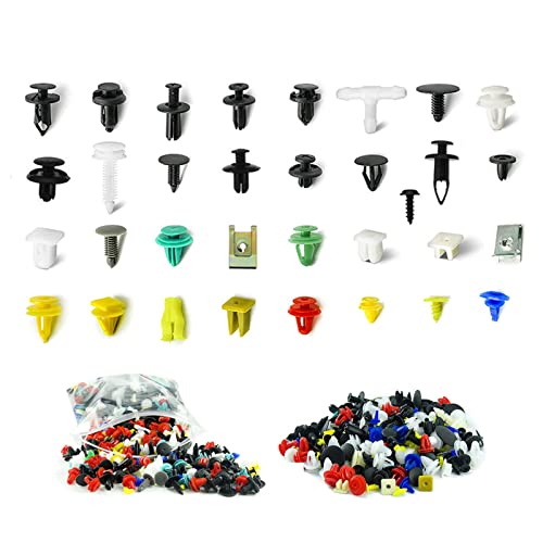 500pcs Mixed Auto Car Nylon Bumper Clips Car Retainer Clips & Plastic Fasteners Kit, Body Push Rivets Fender Liner Clips for GM Ford Chrysler Toyota Lexus Honda Acura Dodge Jeep