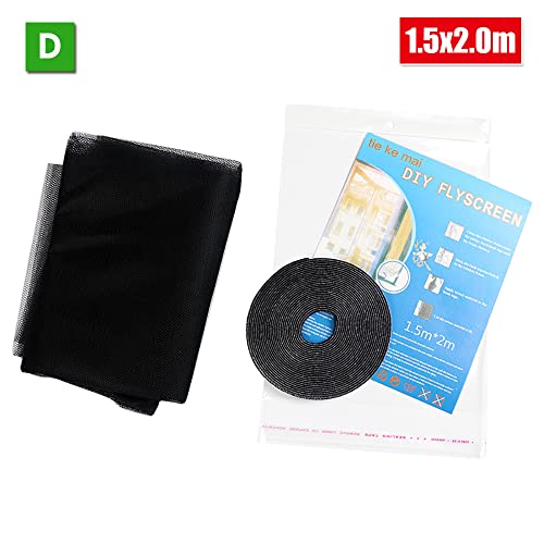 2X Insect Fly Mosquito Cover Screen Window Netting Mesh Kit Wasp Net Curtain Bug Black x1.5m x2m