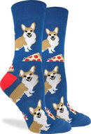 Good Luck Sock Women's Corgi Pizza Dog Socks, Adult