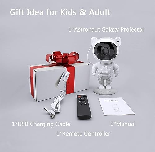 Astronaut Galaxy Star Projector Night Light - with Timer Remote Control and 360°Adjustable Design for Kids Baby Bedroom Christmas Birthdays Valentine's Day etc