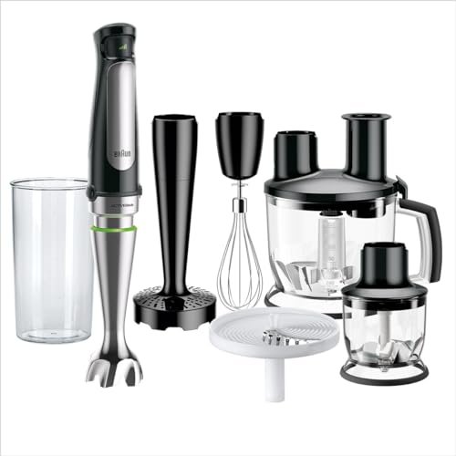 Braun Household MultiQuick 7 Hand Blender MQ7087X , Black, Hand Blender, Food Processor, Mixer, Juicer, ActiveBlade System, EasyClick Plus System, Splash Control
