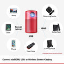 Nebula Capsule Smart Mini Projector, by Anker, Portable 100 ANSI lm High-Contrast Pocket Cinema with Wi-Fi, DLP, 360° Speaker, 100" picture, Android 7.1, 4-Hour Video Playtime, and App-Red