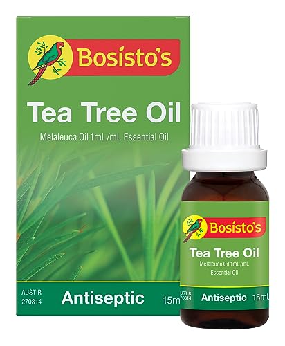 Bosisto's Tea Tree Oil 15mL | Essential Oils, Natural Melaleuca Oil, Natural Tea Tree Oil, Natural Antiseptic, Antibacterial, Deodoriser, Treats & Prevents Infections from Acne, Abrasions, Insect Bites, Foot Care, Gentle on Skin, Australian Owned