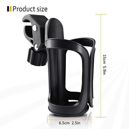 Pack of 2 Pram Cup Holder,Universal Stroller/Pushchair Cup Holders,Adjustable Bottle Organizer for Bikes, Trolleys,Walkers and Wheelchairs