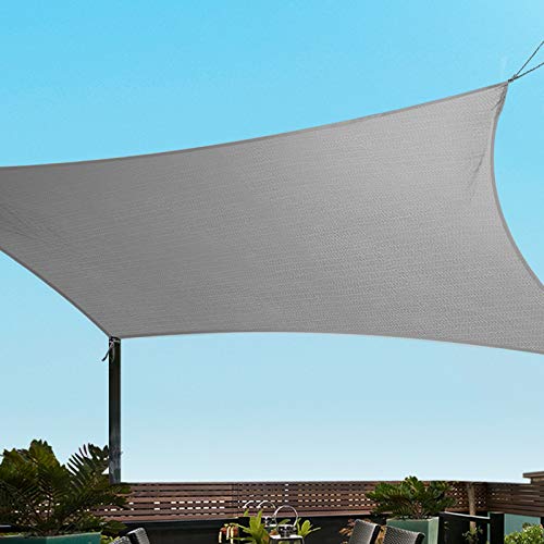 Instahut Shade Sail Rectangle 4 x 6m Sunshade Cloth Shadecloth Sun Block Outdoor Marquee Canopy Shelter Cover for Beach Pool Patio Backyard Lawn Garden Carport Fence Greenhouse, Grey 98% UV Blockage