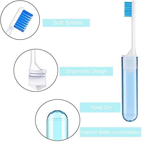 8 Pieces Travel Folding Toothbrush, BetterJonny 4 Colors Portable Toothbrush with Toothbrush Box Disposable Soft Bristle Mini Toothbrush Set Adult Kid Toothbrush Kit for Outdoor Camping School Home