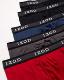 IZOD Men's Performance Underwear - Spandex Athletic Boxer Briefs, Size Large, Black/Red/Blue Grey